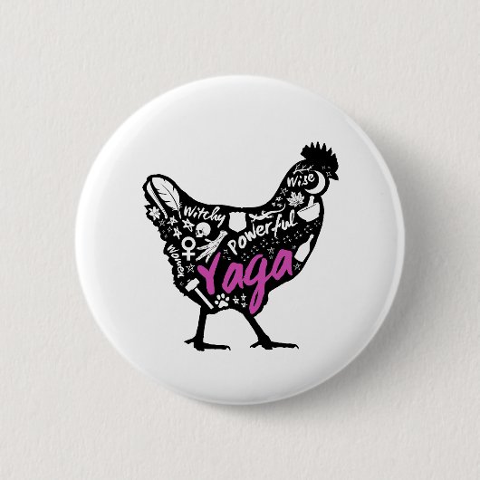 Badge Rond 5 Cm Poulet Yaga (Devant)