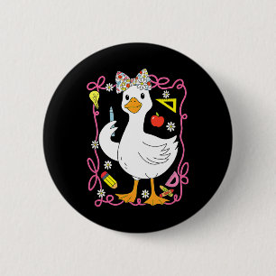 Badge Rond 5 Cm Poulette Professeur Oie Ridicule Rétro Prépa Retou