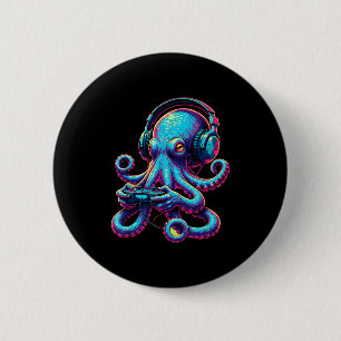 Badge Rond 5 Cm Poulpe Jeux Vidéo Animaux Drôle Pieuvre
