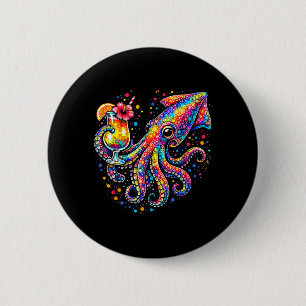 Badge Rond 5 Cm Poulpe queue Trocal Beach Art Coloré Calamar
