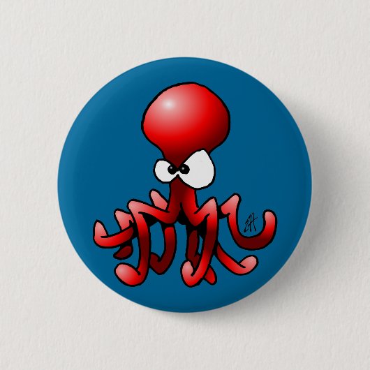 Badge Rond 5 Cm Poulpe rouge (Devant)