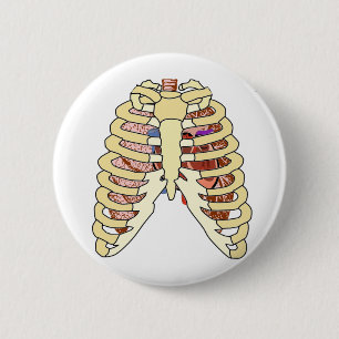 Badge Rond 5 Cm Poumons et coeur de cage thoracique
