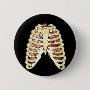 Badge Rond 5 Cm Poumons et coeur de cage thoracique