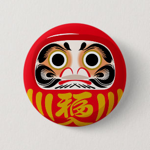 Badge Rond 5 Cm Poupée Daruma (charme traditionnel japonais de cha