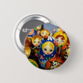 Badge Rond 5 Cm Poupées de nidification russes (Devant & derrière)