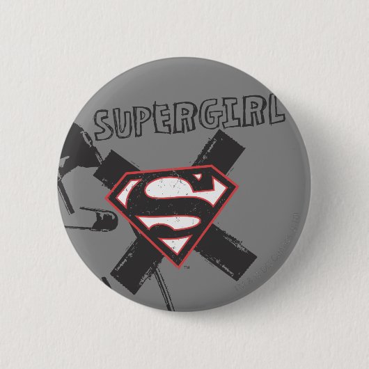 Badge Rond 5 Cm Poupées de sécurité noire Supergirl (Devant)