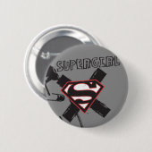 Badge Rond 5 Cm Poupées de sécurité noire Supergirl (Devant & derrière)