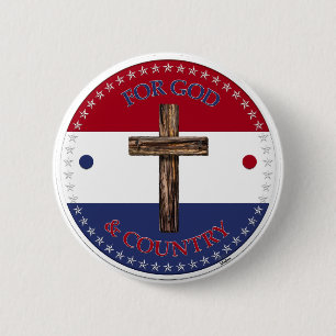 Badge Rond 5 Cm Pour Dieu et le pays avec Croix