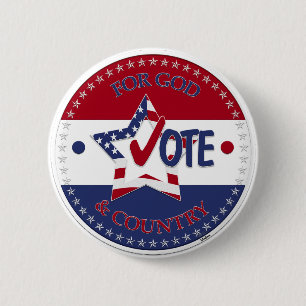 Badge Rond 5 Cm Pour Dieu et le pays Voter Star