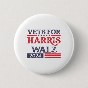 Badge Rond 5 Cm Pour Kamala Harris Tim Walz Anciens Combattants Po