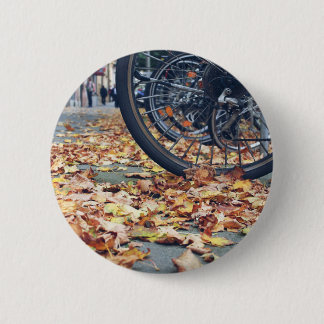 Badge Rond 5 Cm "Pour l'amour des vélos... et l'automne"