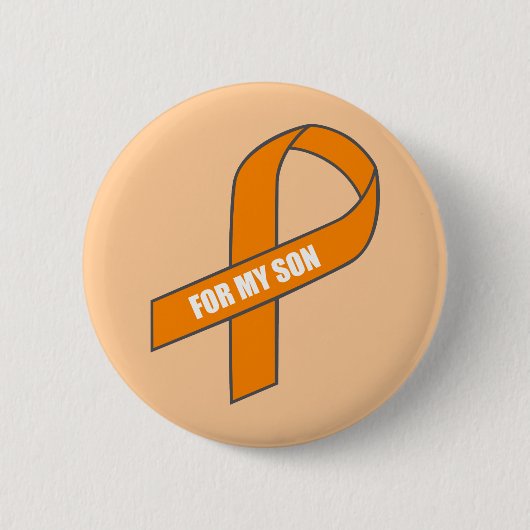 Badge Rond 5 Cm Pour mon fils (ruban orange) (Devant)