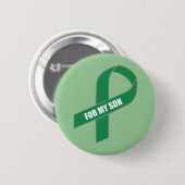 Badge Rond 5 Cm Pour mon fils (ruban vert) (Devant & derrière)