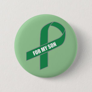 Badge Rond 5 Cm Pour mon fils (ruban vert)