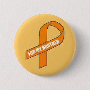 Badge Rond 5 Cm Pour mon frère (ruban orange)