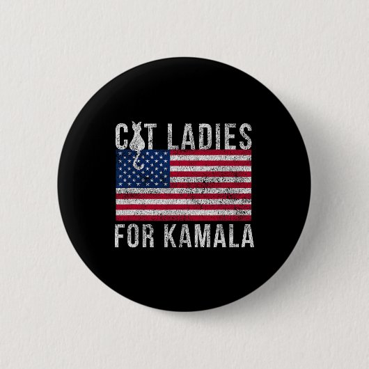 Badge Rond 5 Cm Pour Président 2024 Distressed Cat Ladies For Kama (Devant)