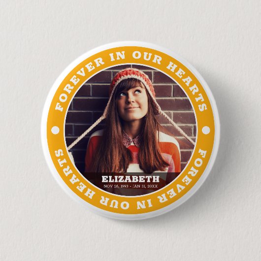 Badge Rond 5 Cm Pour toujours dans nos coeurs Photo moderne simple (Devant)