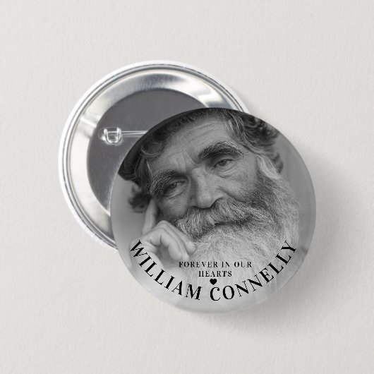 Badge Rond 5 Cm Pour toujours dans nos coeurs Photographie Funérai (Devant & derrière)