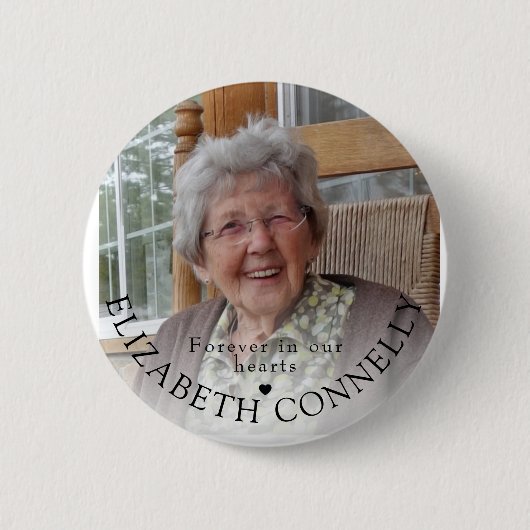 Badge Rond 5 Cm Pour toujours dans nos coeurs Photographie Funérai (Devant)