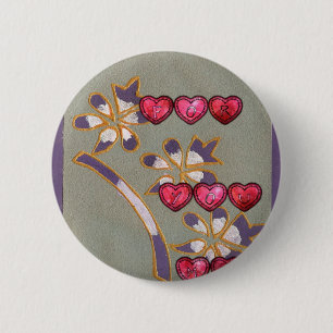 Badge Rond 5 Cm Pour Vous De Moi : Beau Coeurs Floraux Design