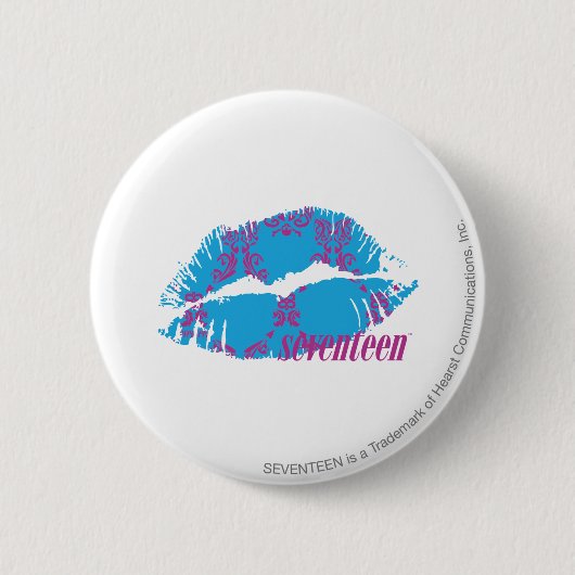 Badge Rond 5 Cm Pourpre-Aqua de damassé (Devant)