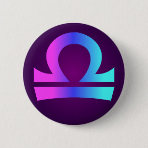 Badge Rond 5 Cm Pourpre bleu d'Aqua de rose de signe d'astrologie
