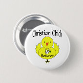 Badge Rond 5 Cm Poussin chrétien (Devant & derrière)