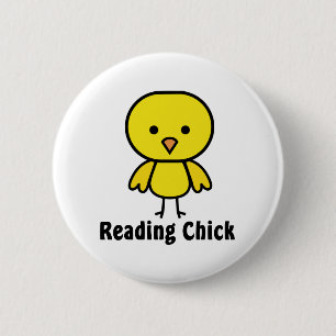 Badge Rond 5 Cm Poussin de lecture