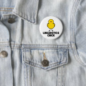 Badge Rond 5 Cm Poussin de linguistique (En situation)