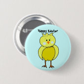 Badge Rond 5 Cm Poussin de Pâques heureux (Devant & derrière)