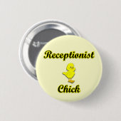 Badge Rond 5 Cm Poussin de réceptionniste (Devant & derrière)