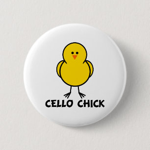 Badge Rond 5 Cm Poussin de violoncelle