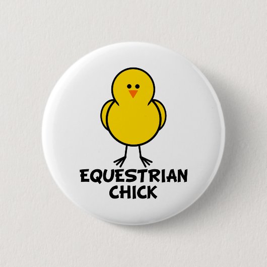 Badge Rond 5 Cm Poussin équestre (Devant)