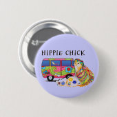 Badge Rond 5 Cm Poussin hippie (Devant & derrière)