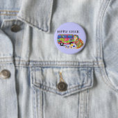 Badge Rond 5 Cm Poussin hippie (En situation)