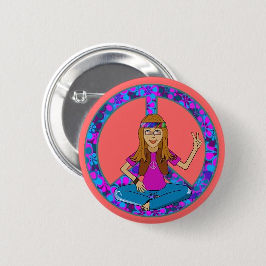 Badge Rond 5 Cm Poussin hippie (Devant & derrière)