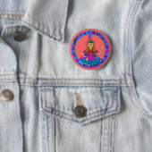 Badge Rond 5 Cm Poussin hippie (En situation)