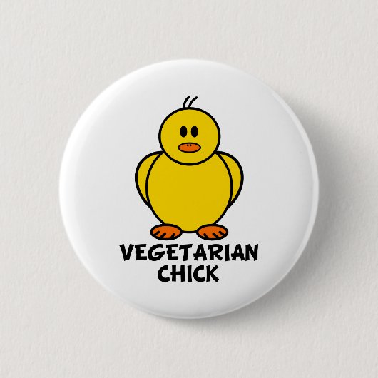Badge Rond 5 Cm Poussin végétarien (Devant)