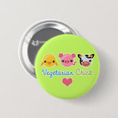 Badge Rond 5 Cm Poussin végétarien (Devant & derrière)