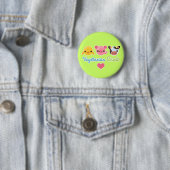 Badge Rond 5 Cm Poussin végétarien (En situation)