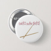 Badge Rond 5 Cm Poussins avec des bâtons (Devant & derrière)