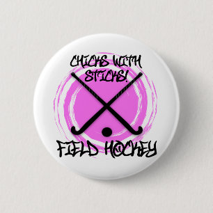 Badge Rond 5 Cm Poussins avec des bâtons - hockey de champ