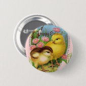 Badge Rond 5 Cm Poussins de Pâques - Joyeux Pâques ! Pince (Devant & derrière)