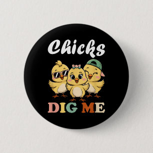 Badge Rond 5 Cm Poussins Me Creuser Pâques Enfants Garçons Hommes