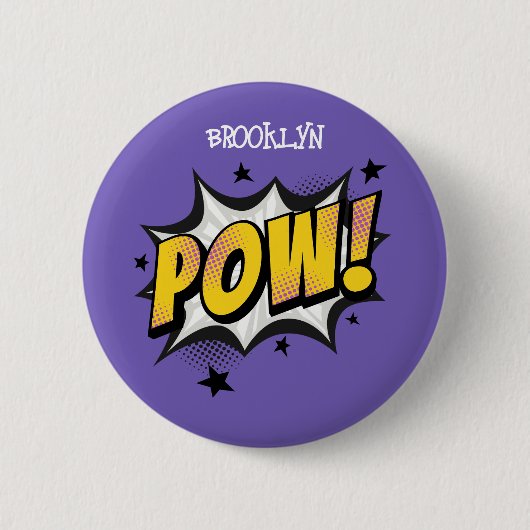 Badge Rond 5 Cm Pow fun pop art style comique typographie légende (Devant)