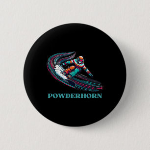 Badge Rond 5 Cm Powderhorn Station de ski Colorado Snowboard Snowb