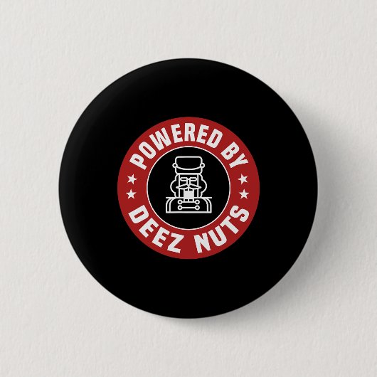 Badge Rond 5 Cm Powered By Deez Nuts - Drôle Nutcracker Xmas Match (Devant)