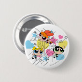 Badge Rond 5 Cm Powerpuff Girls Townsville Pattern (Devant & derrière)