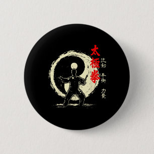 Badge Rond 5 Cm Pratique d'arts martiaux de méditation Tai Chi Yin