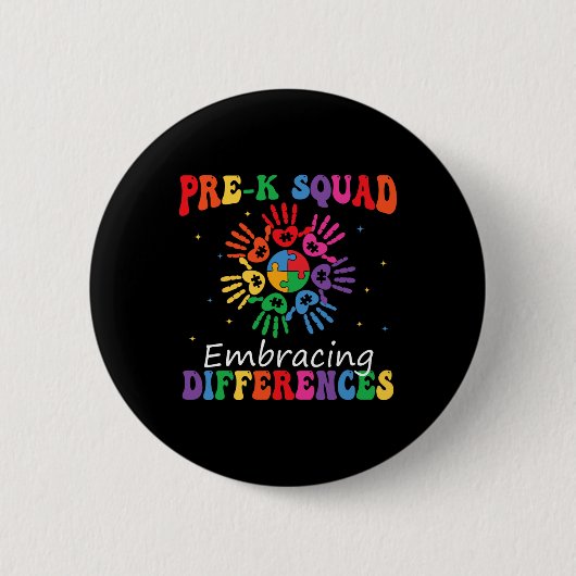 Badge Rond 5 Cm Pré K Squad Accepter les différences Autisme Sped (Devant)